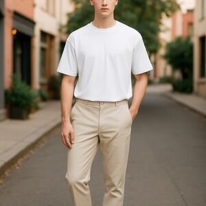 Pronti Pleated Dress‎ Pants Khaki Trousers Career Casual Mens Size 34